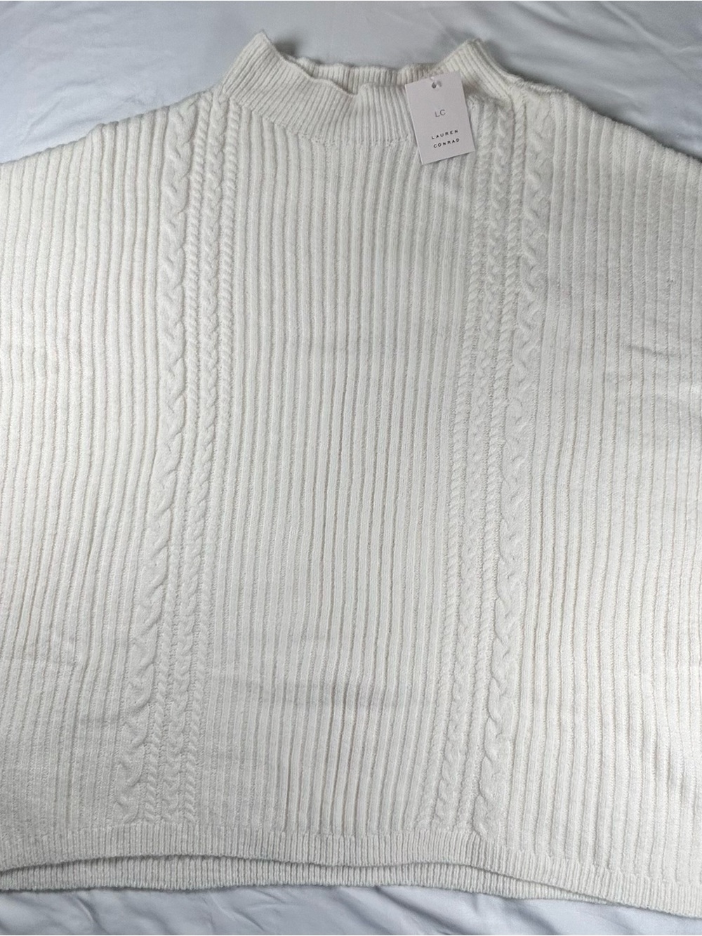 LC Lauren Conrad Cream Cable Knit Poncho Sweater